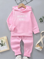 Toddler Girls Letter Graphic Hoodie And Sweatpants