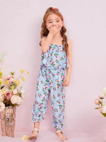 Toddler Girls Cherry Print Plaid Frill Trim Cami Top & Pants