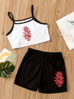 Toddler Girls Chinese Dragon Graphic Cami Top & Shorts