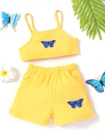 Toddler Girls Butterfly Patched Cami Top & Track Shorts