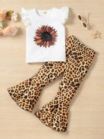 Toddler Girls Leopard & Floral Print Top & Flare Leg Pants