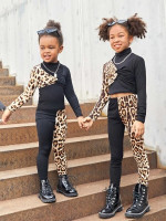 Toddler Girls 1pc Leopard Print Twist Tee & 1pc Leggings