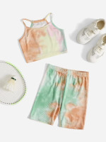 Toddler Girls Tie Dye Cami Top & Rib Knit Biker Shorts Set