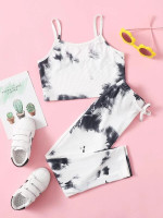 Toddler Girls Tie Dye Cami Top With Knot Leggings