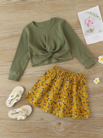 Toddler Girls Twist Top & Allover Floral Print Skirt