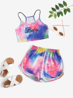 Toddler Girls Letter Graphic Cami Top & Dolphin Shorts Set