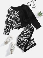 Toddler Girls Zebra Striped Knot Front Tee & Pants