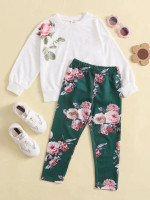 Toddler Girls Floral Sweatshirt With Leggings