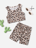 Toddler Girls Leopard Tank Top & Biker Shorts Set