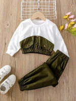 Toddler Girls Flap Detail Button Sweatshirt & Pants