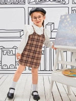 Toddler Girls Ruffle Trim Blouse & Plaid Cami Dress