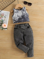 Toddler Girls Tie Dye Tank Top & Jeans