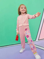 Toddler Girls Floral Print Drop Shoulder Hoodie & Sweatpants