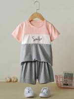 Toddler Girls Heart & Letter Graphic Color Block Tee & Shorts