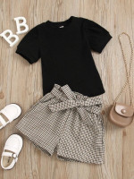 Toddler Girls Solid Rib-Knit Top & Shorts