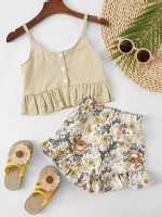 Toddler Girls Crop Cami Top & Floral Shorts