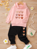 Toddler Girls Heart Print Hoodie & Sweatpants