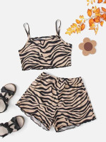 Toddler Girls Zebra Striped Cami Top & Shorts