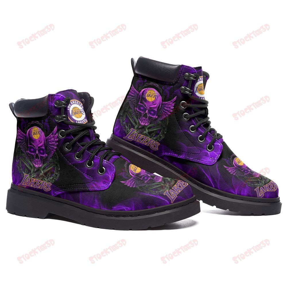 Los Angeles Lakers Boots - Premium Shoes/ Premium Leather Boots - Gift For Sports Lovers 61