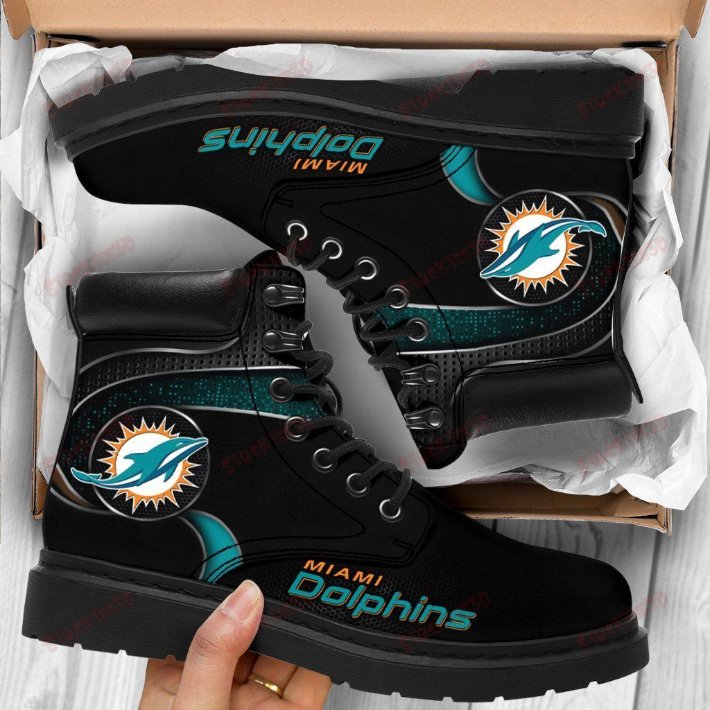 Miami Dolphins Boots - Premium Shoes/ Premium Leather Boots - Gift For Sports Lovers 394