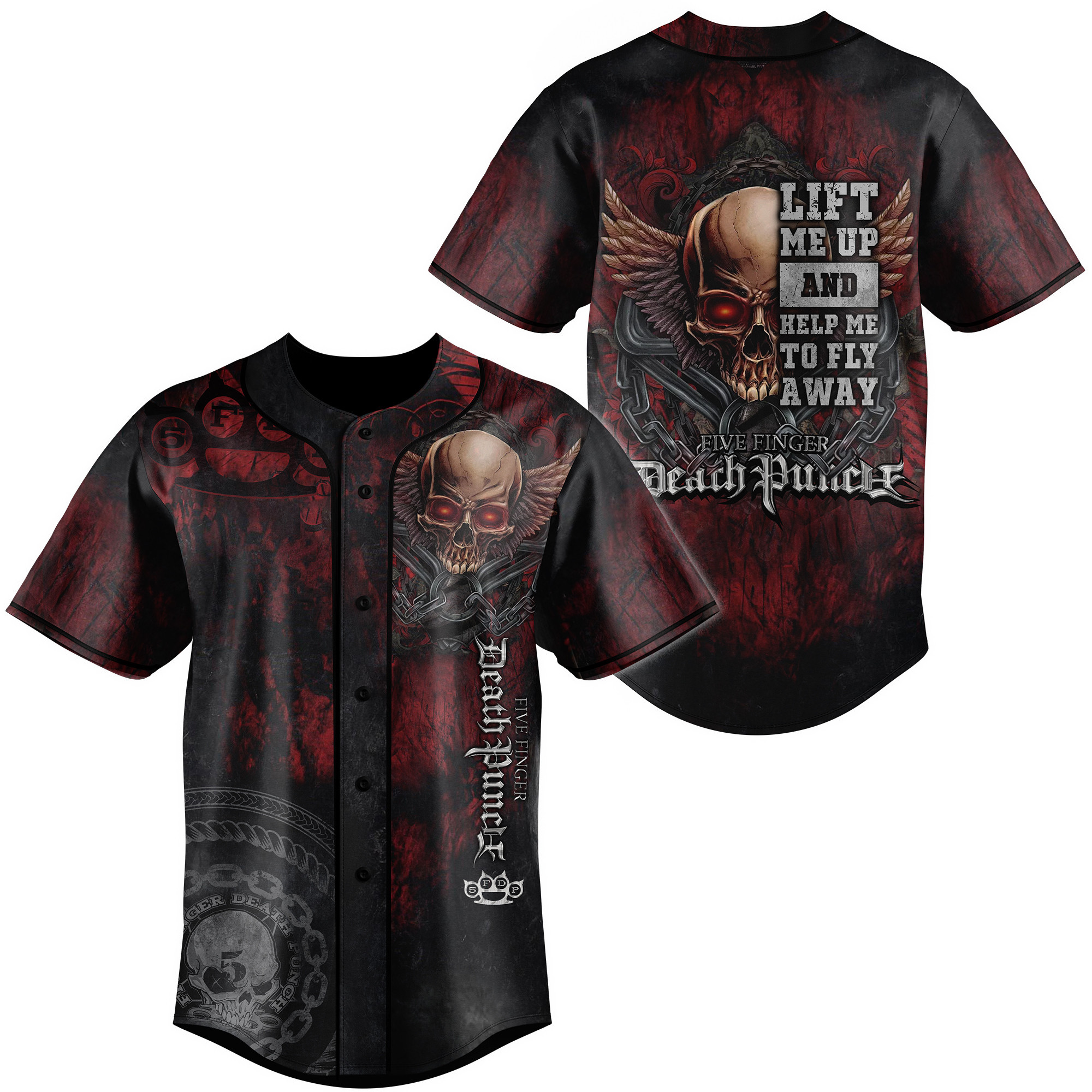 5FDP, Five Finger Death Punch Baseball Shirt 3D All Over Printed
