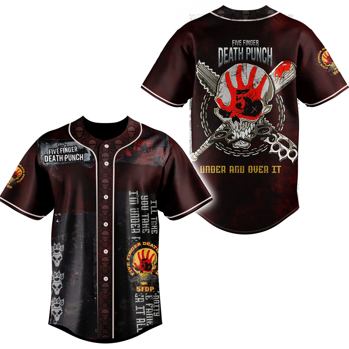 5FDP, Five Finger Death Punch Baseball Shirt 3D All Over Printed