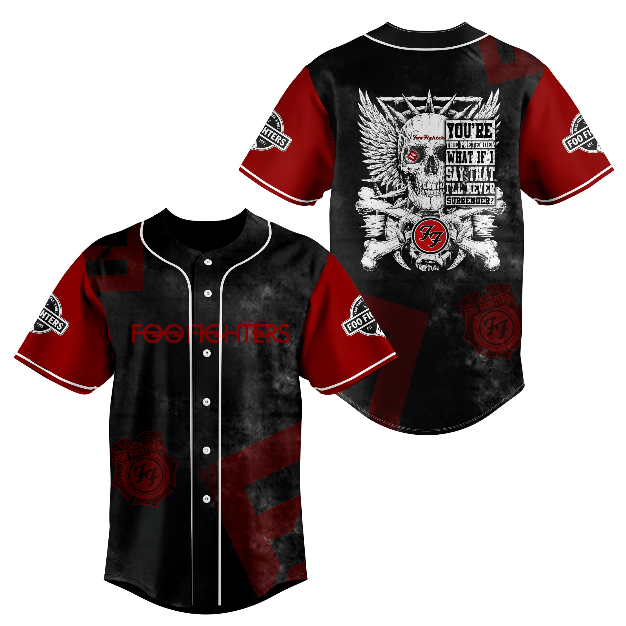 Foo Fighters Baseball Shirt 3D All Over Printed
