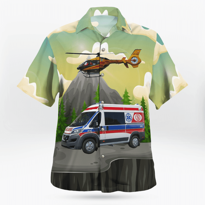 HOT Poland Panstwowe Ratownictwo Medyczne PRM Ambulance And Eurocopter EC135 Hawaii Shirt n 2