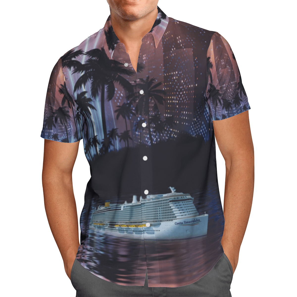 HOT Costa Crociere Costa Smeralda All Over Print Tropical Shirt1