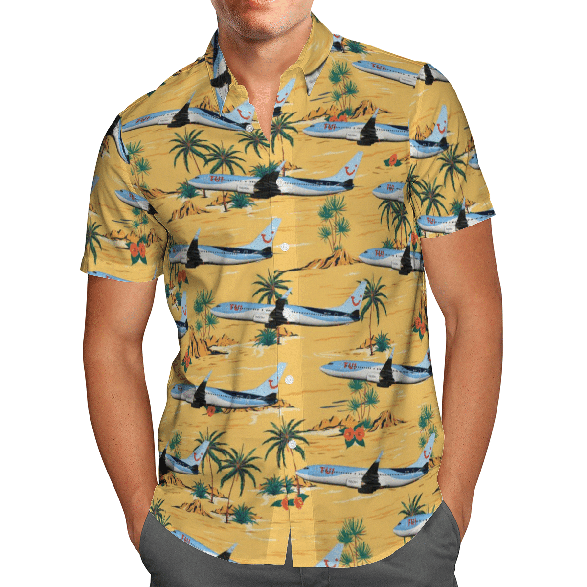 HOT TUI fly Belgium Boeing 737-800 All Over Print Tropical Shirt1
