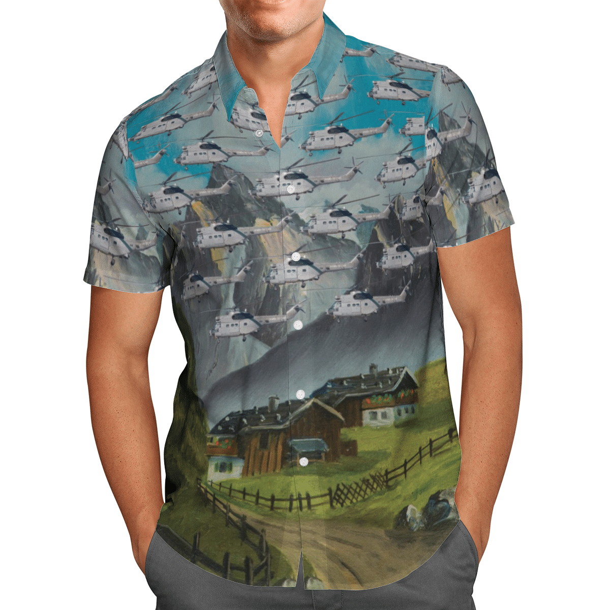 HOT Aerospatiale SA330 Puma French Air and Space Force All Over Print Tropical Shirt1