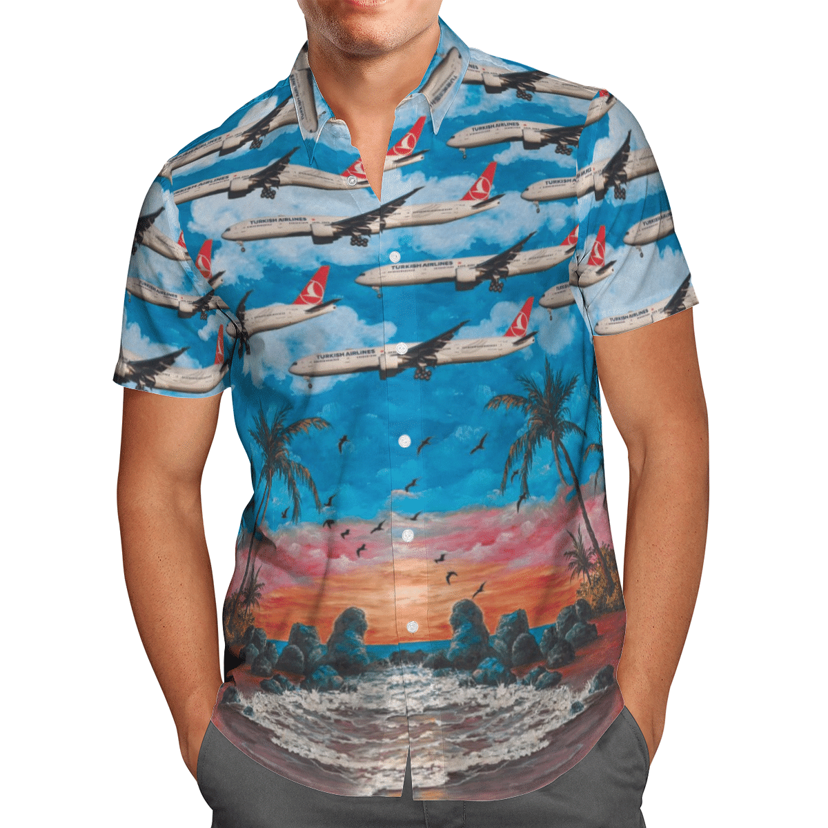 HOT Turkey Turkish Airlines Boeing 777-3F2-ER All Over Print Tropical Shirt1