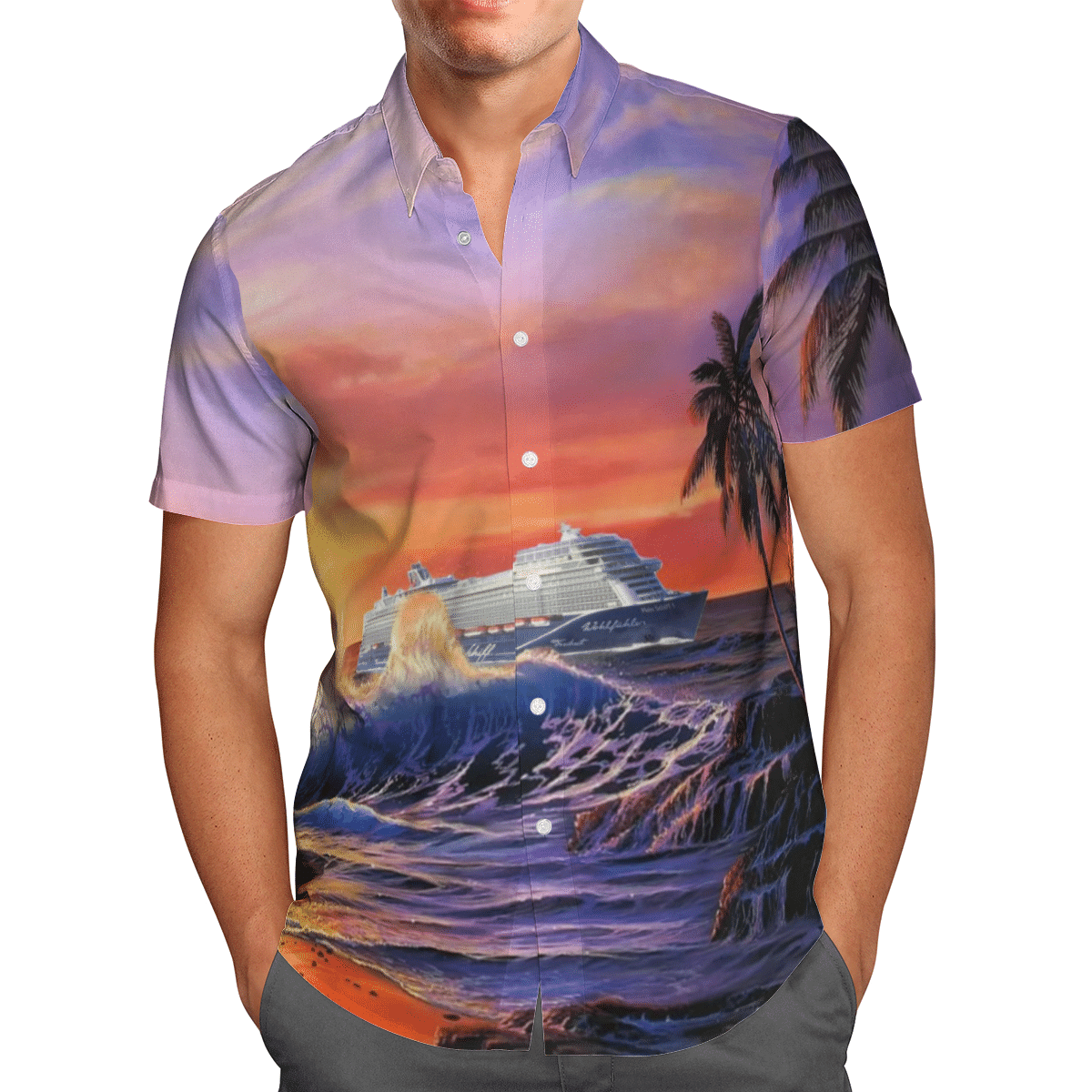 HOT TUI Cruises Mein Schiff Red All Over Print Tropical Shirt1