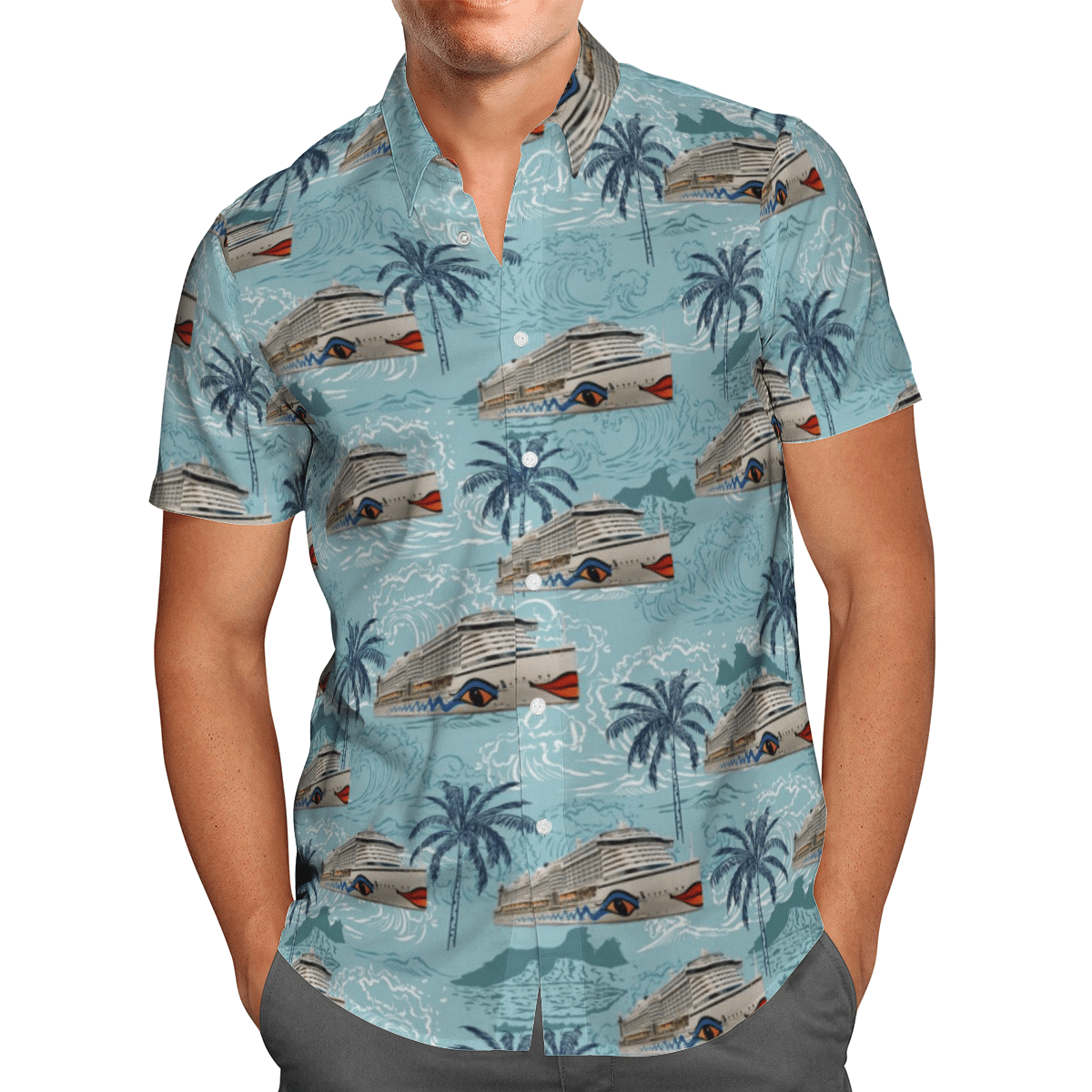 HOT AIDA Cruises Blue Color All Over Print Tropical Shirt1