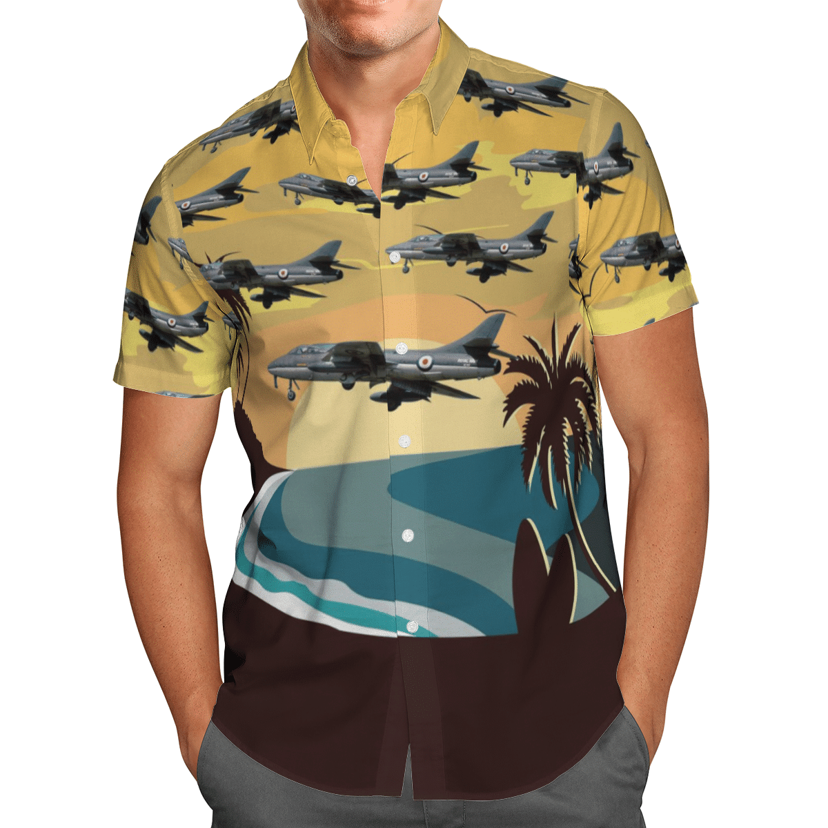 HOT RN Hawker Hunter GA.11 All Over Print Tropical Shirt1