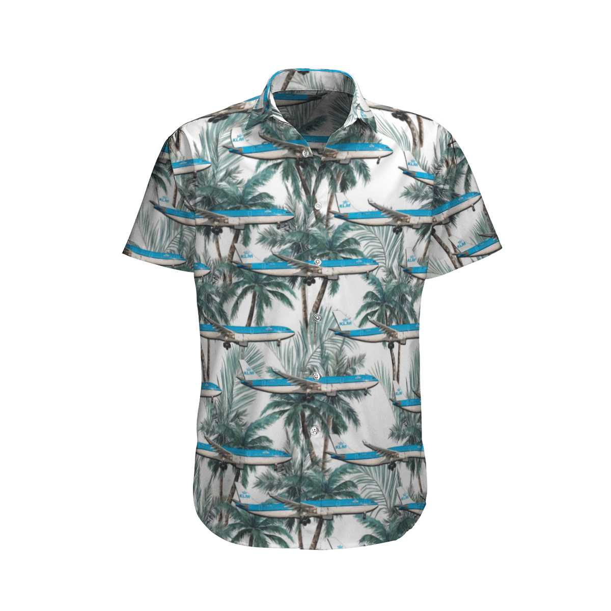 HOT KLM Royal Dutch Airlines Airbus A330-303 All Over Print Tropical Shirt2