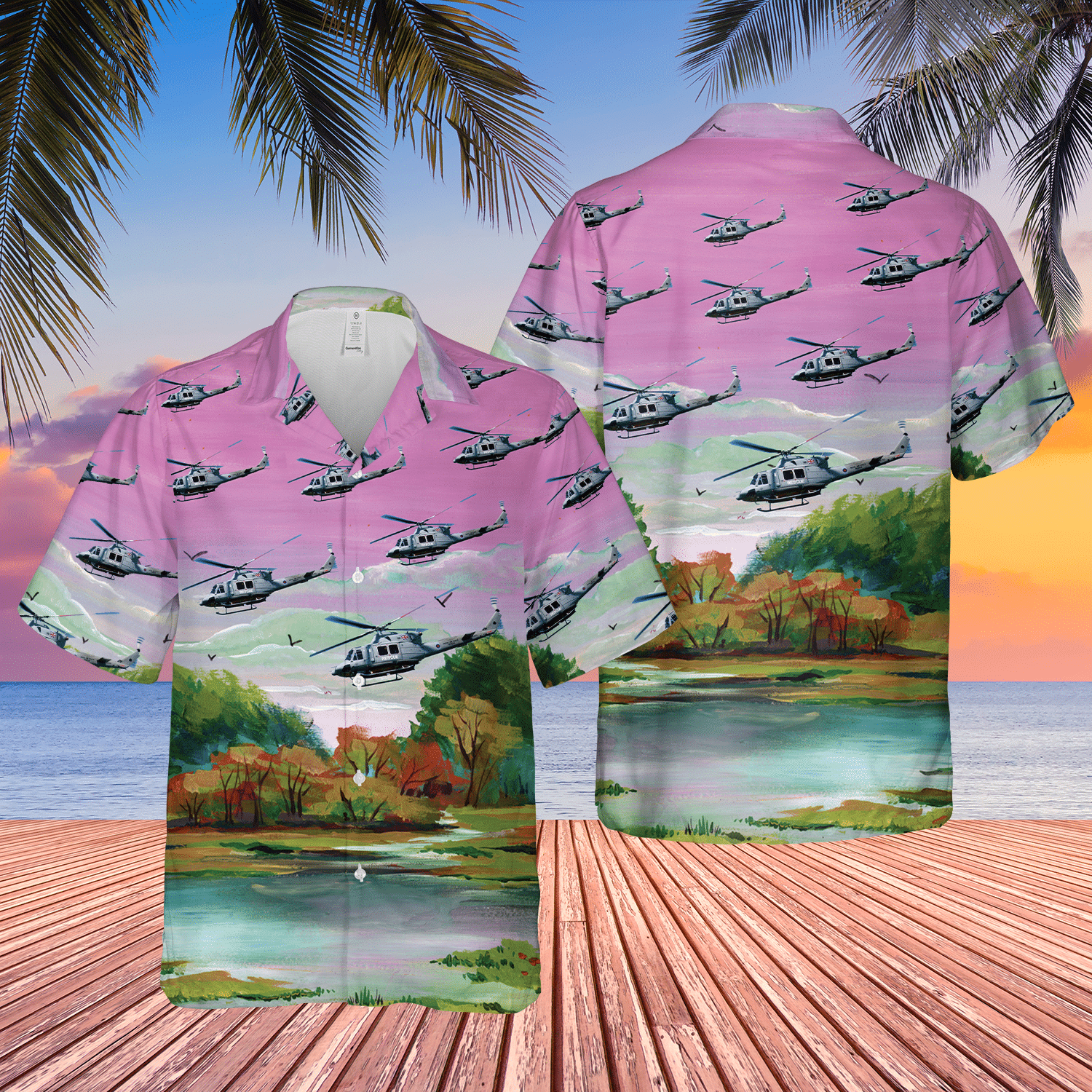 HOT RAF Bell Griffin HAR2 Pink All Over Print Tropical Shirt2
