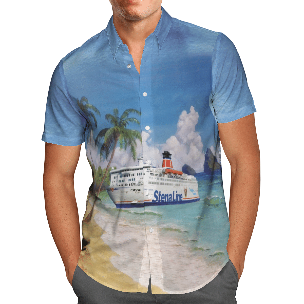 HOT Stena Line Stena Danica All Over Print Tropical Shirt1