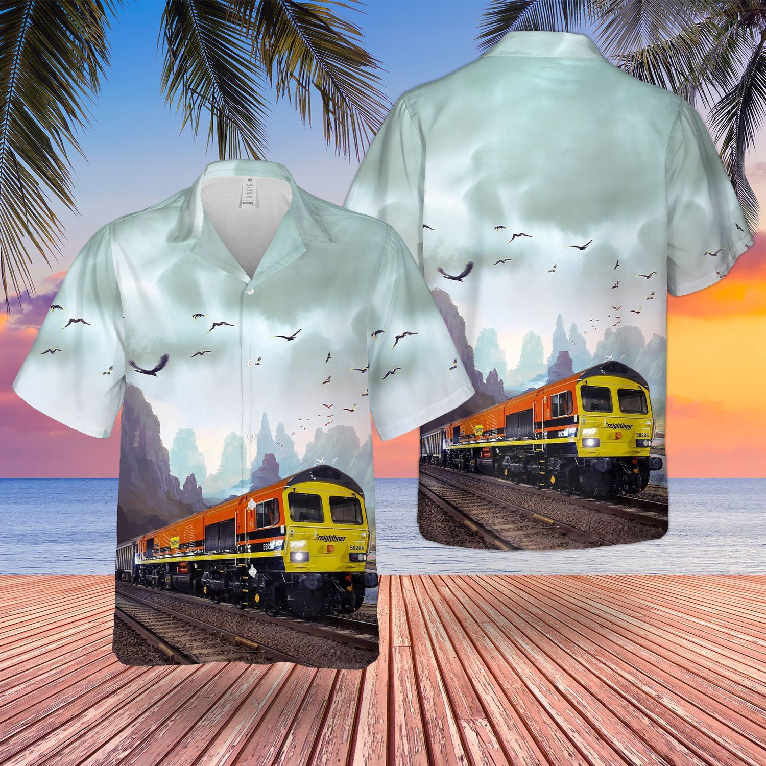 HOT Freightliner Class 59 Locomotive Train All Over Print Tropical Shirt2