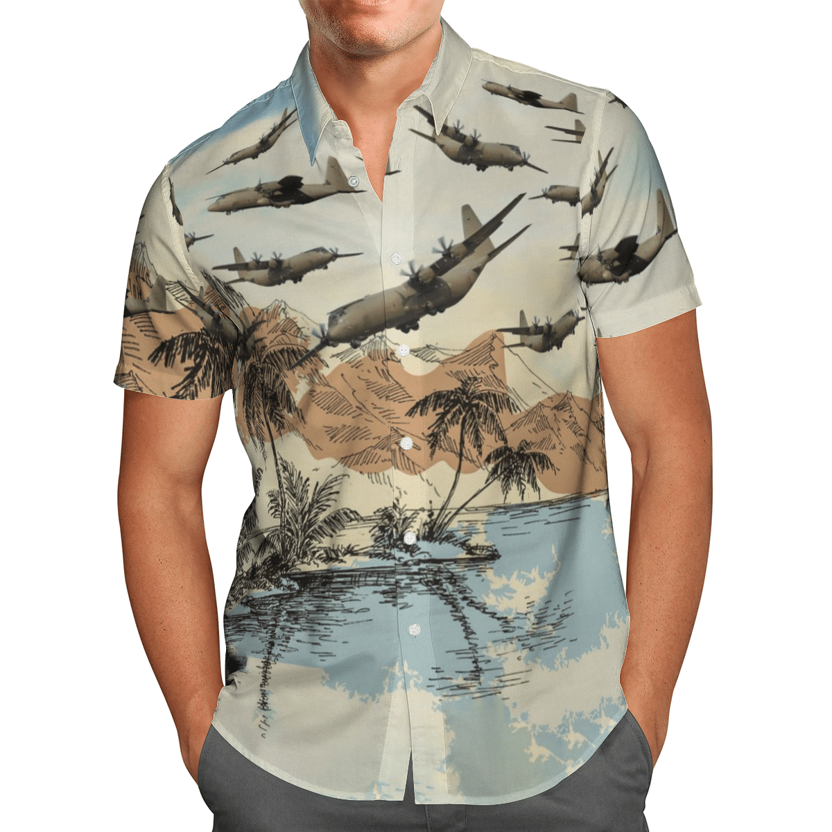HOT RAF C-130 Hercules All Over Print Tropical Shirt1