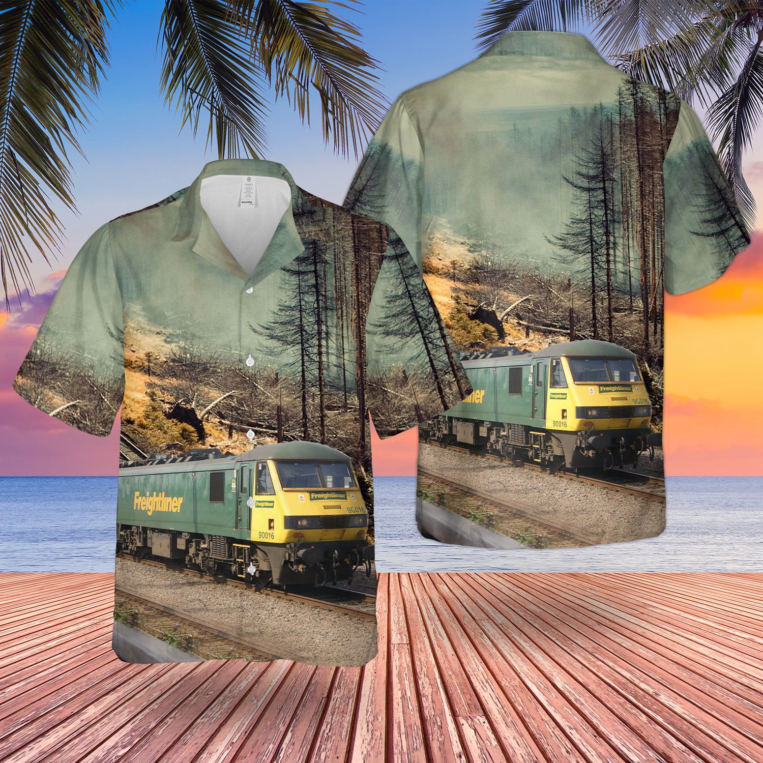 HOT Freightliner Class 90 Locomotive Train All Over Print Tropical Shirt2