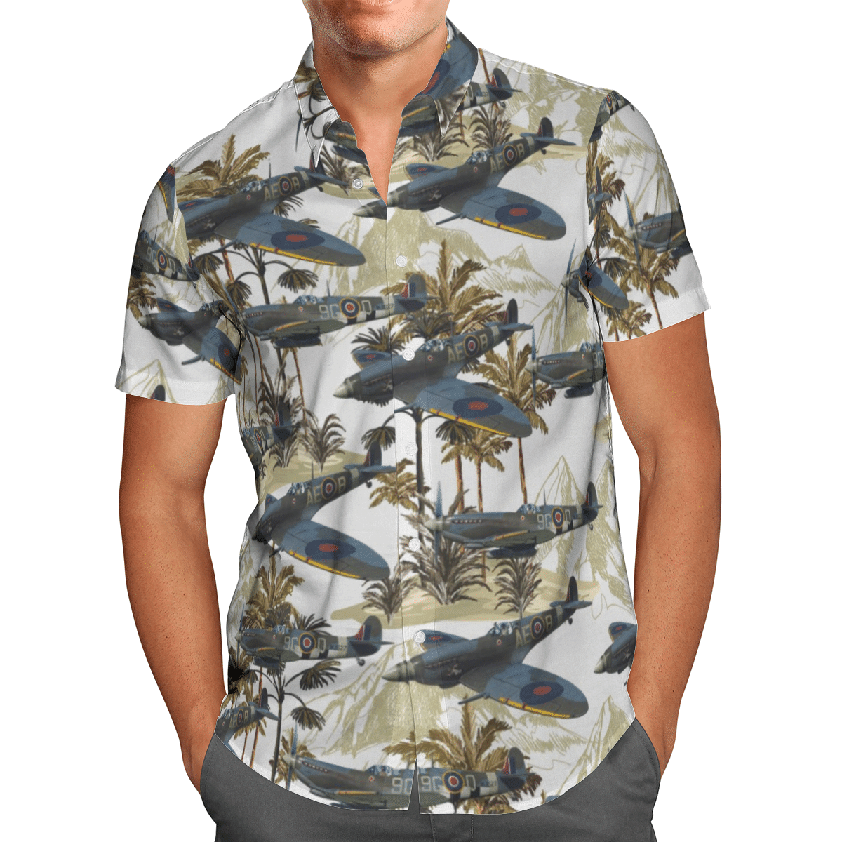 HOT RCAF Supermarine Spitfire All Over Print Tropical Shirt1