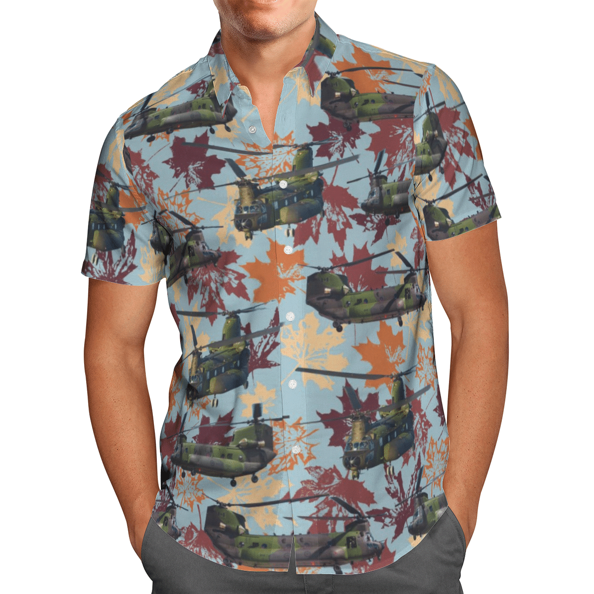 HOT RCAF CH-147 Chinook Blue All Over Print Tropical Shirt1