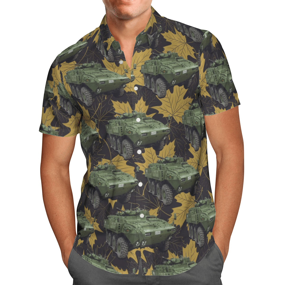 HOT Canadian Army Light Armoured Vehicle LAV 6.0 All Over Print Tropical Shirt1