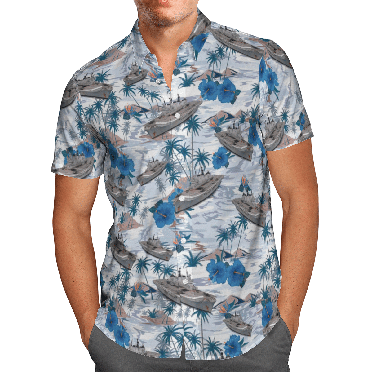 HOT RN Historical Invincible-class Aircraft Carrier All Over Print Tropical Shirt1
