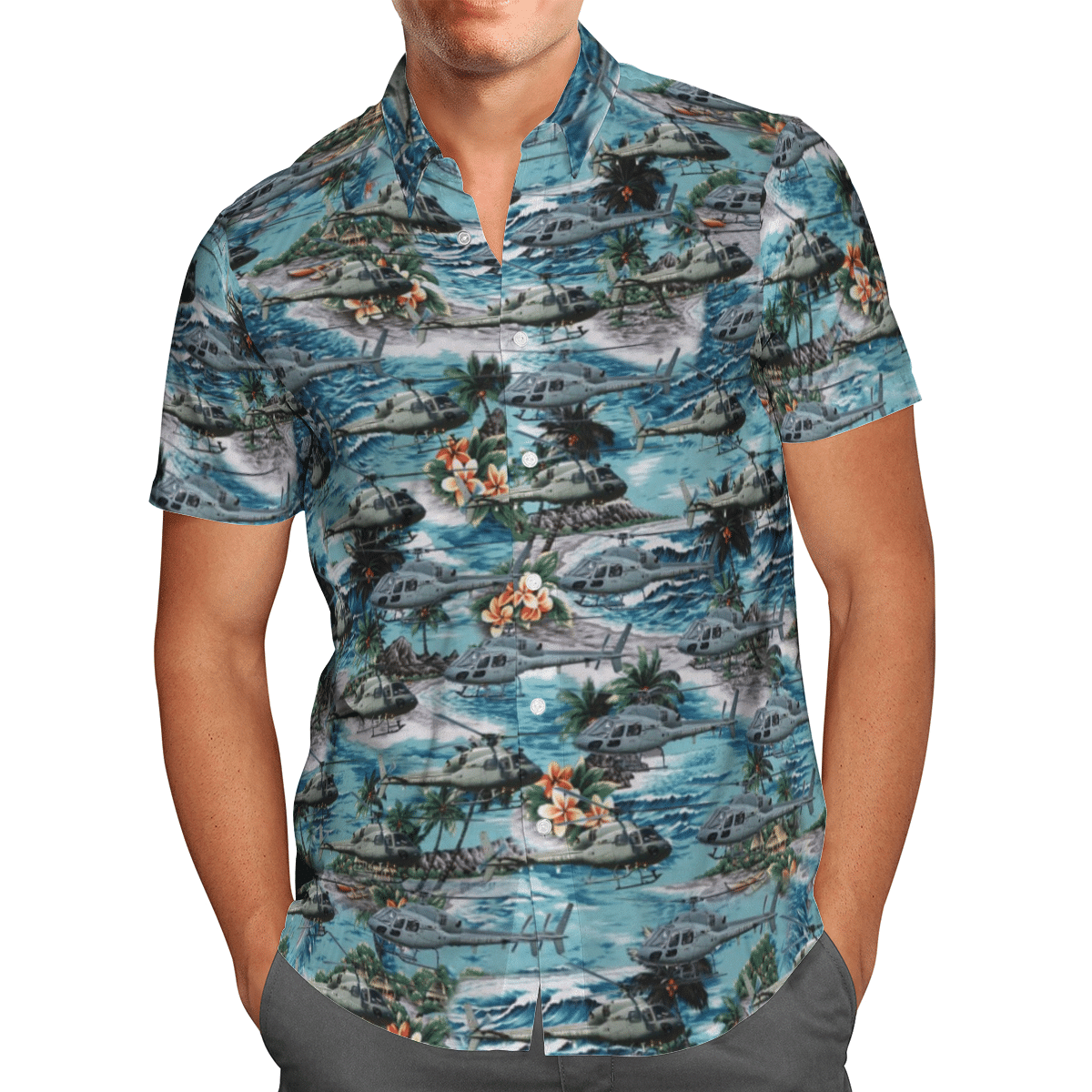 HOT Eurocopter AS555 Fennec French Air Force All Over Print Tropical Shirt1