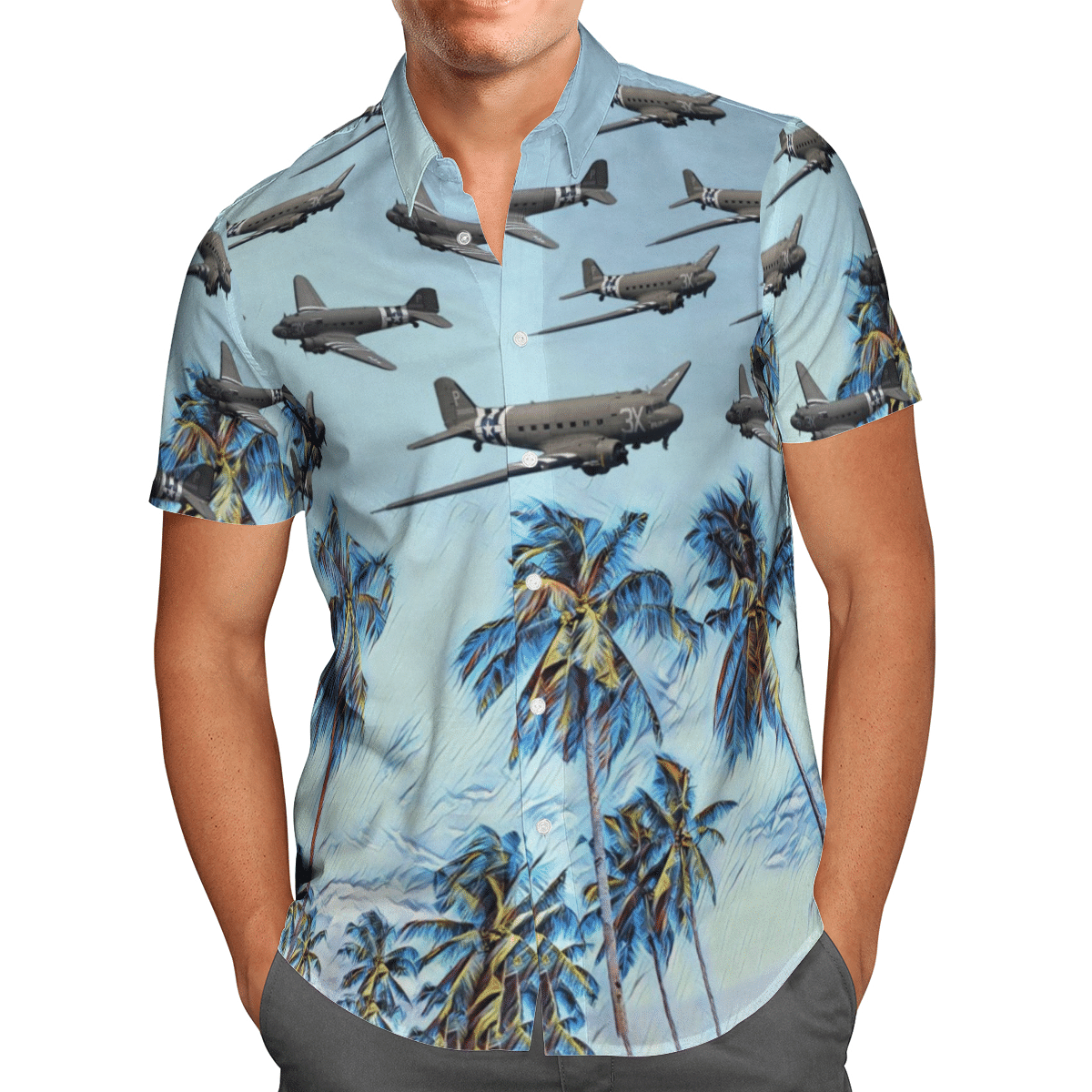 HOT RAF DC3 Skytrain-Dakota All Over Print Tropical Shirt1