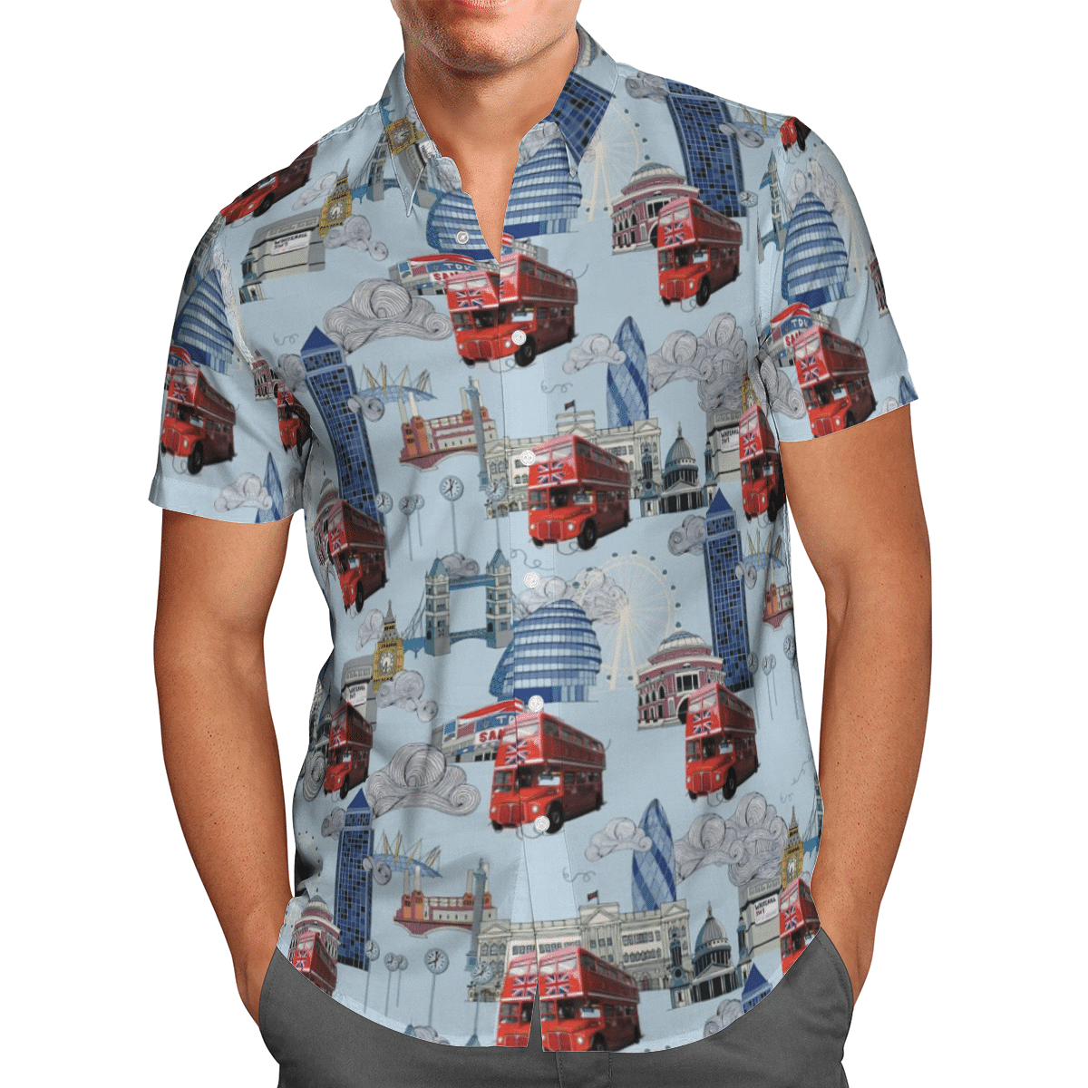 HOT Double-Decker Bus Routemasters All Over Print Tropical Shirt1