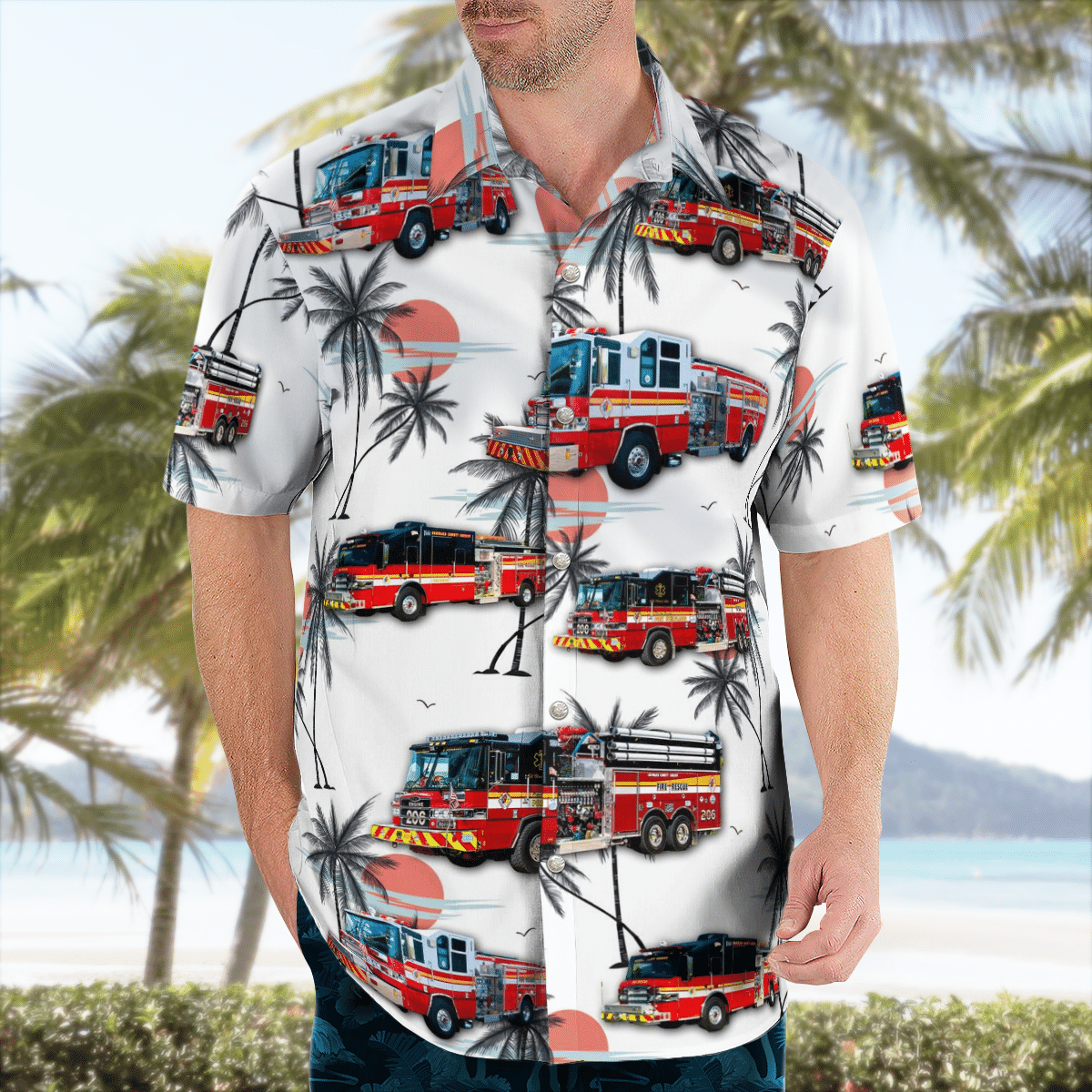 There are several styles of beach and Hawaiian shorts and tops to choose from 154