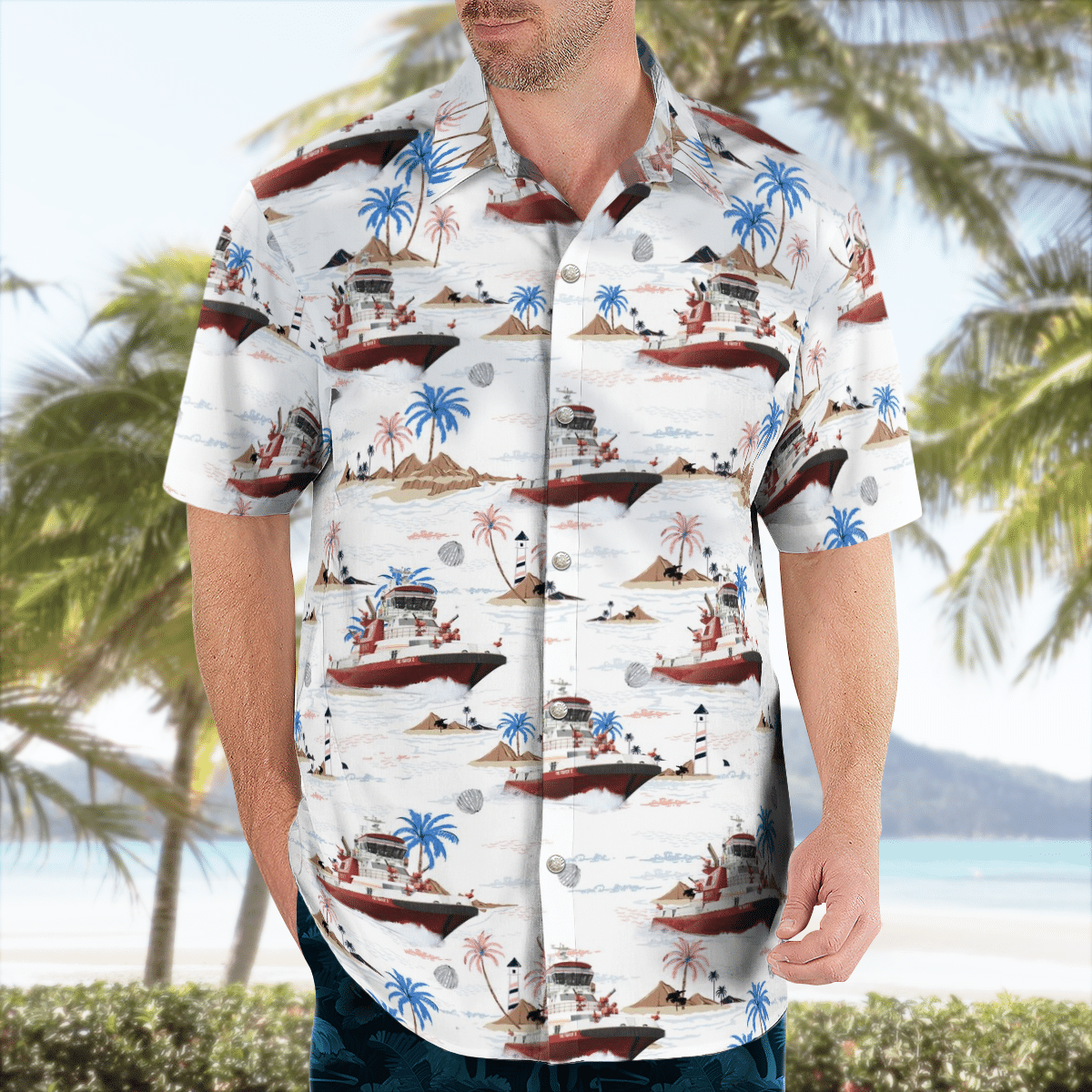 There are several styles of beach and Hawaiian shorts and tops to choose from 189